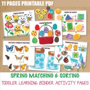 Spring Matching Activity, Busy Binder, Toddler Preschool Kindergarten Printable Homeschool Montessori Resources