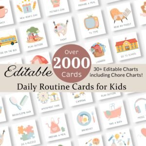 Daily Routine Cards Visual Schedule Toddler Routine Chart for Kids Chore Chart Daily Rhythm Checklist Montessori Activity Preschool EDITABLE