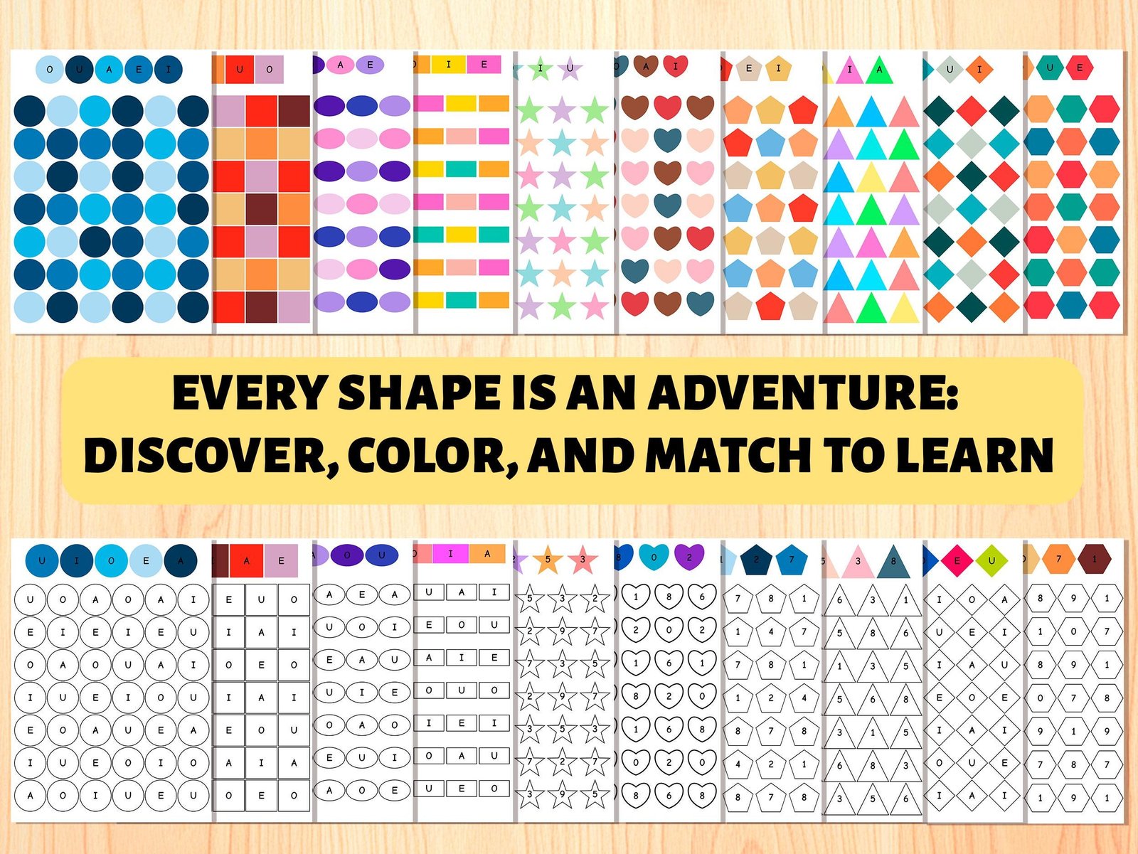 Color Matching Printable Preschool Worksheets Vowels Numbers 0-9 Bundle No Prep Fine Motor Activities Kindergarten Homeschool - Image 2