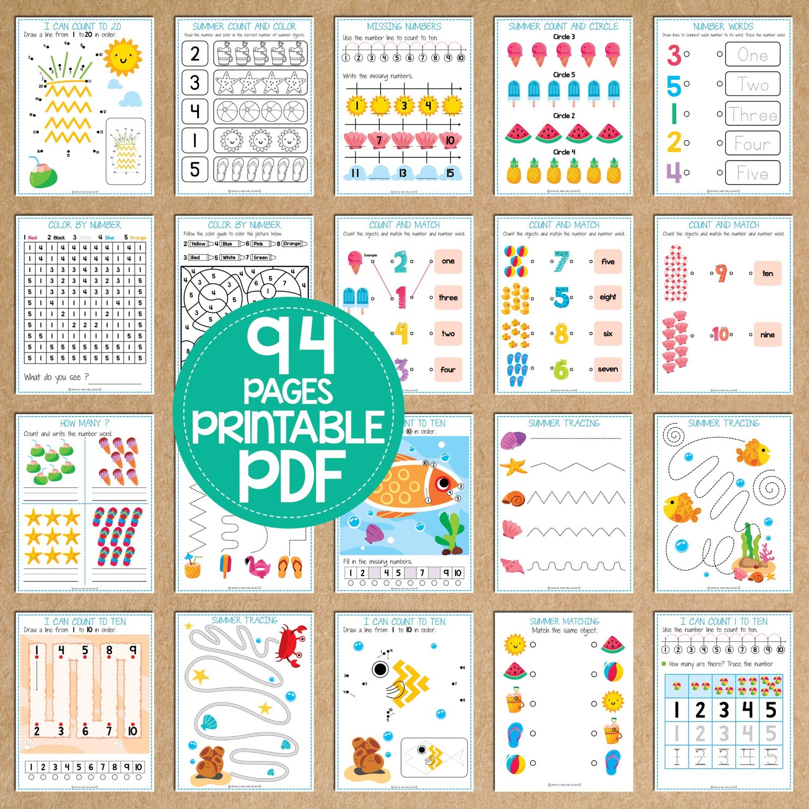 Summer Preschool Kindergarten Activity Packet, Summer Kids Activity, Homeschool Printable, Preschool Kindergarten Summer Worksheet - Image 4