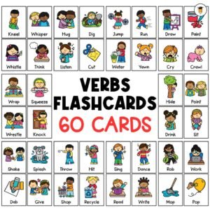 60 VERBS FLASHCARDS | Vocabulary | Parts of Speech | Positional Words | Kindergarten | Preschool | Literacy Center | Language | Action Words