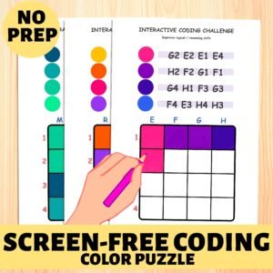 Screen-Free Coding Color Puzzle: Logic Grid Worksheet (PDF)