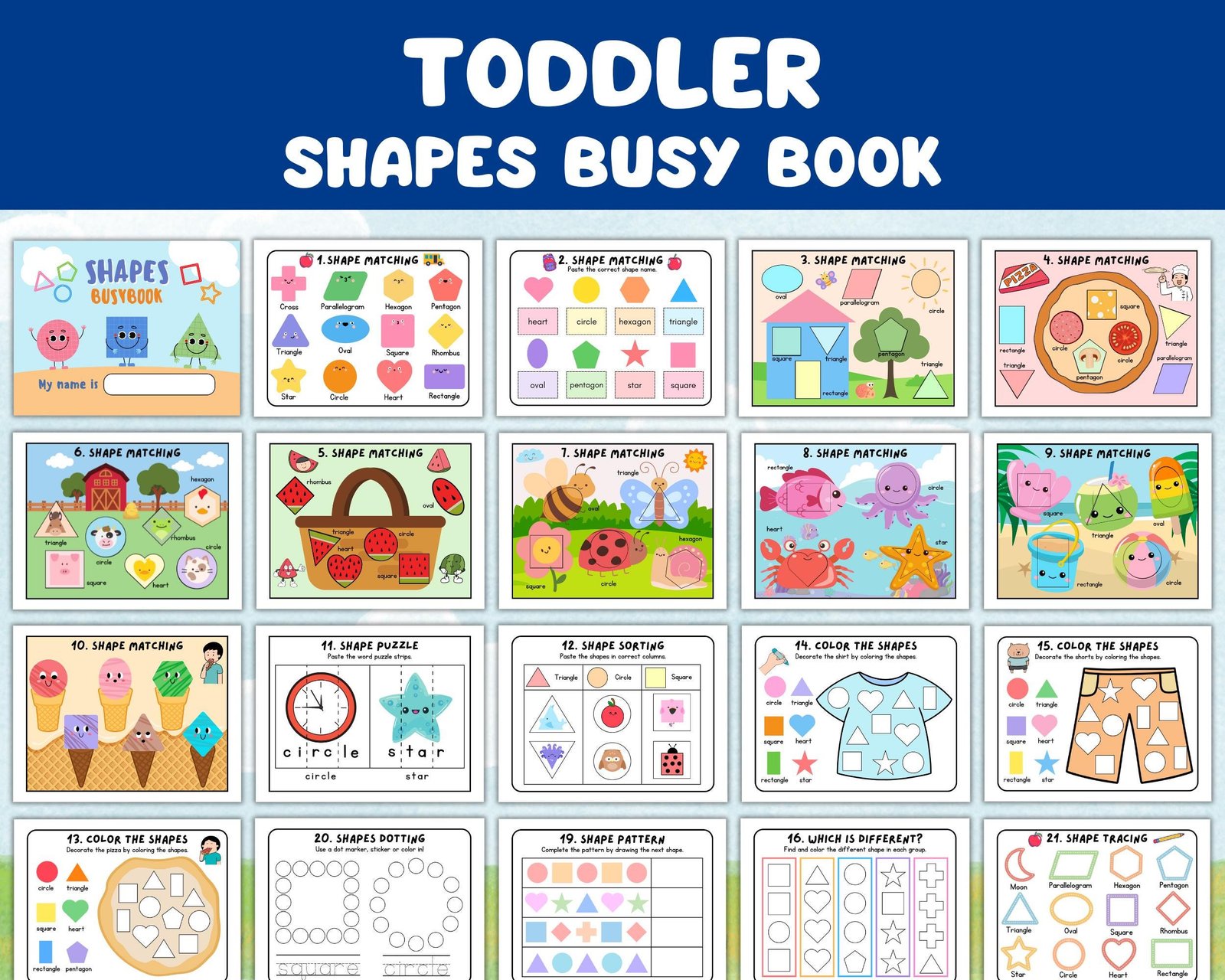 Toddler Learning Binder, Shapes Matching Busybook, Shape Sorting Game Worksheet, Preschool Busy Binder, Homeschool Montessori, Learning Book