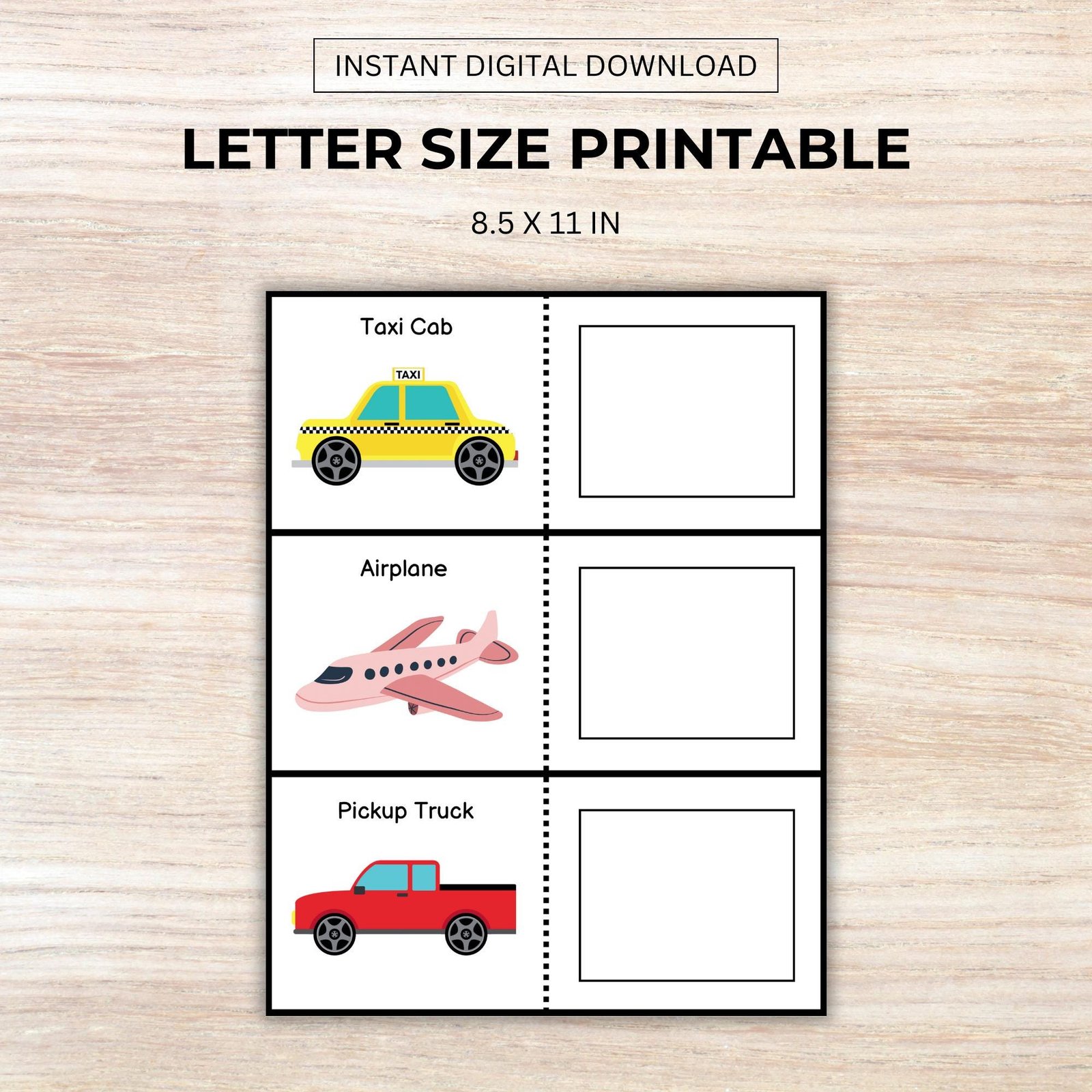 Transportation Matching Game, Toddler Matching Activity, Preschool Learning, Montessori Material, Homeschool Resource - Image 3