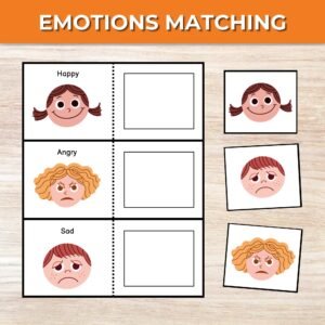 Emotions Matching Game, Toddler Matching Activity, Preschool Learning, Montessori Material, Homeschool Resource