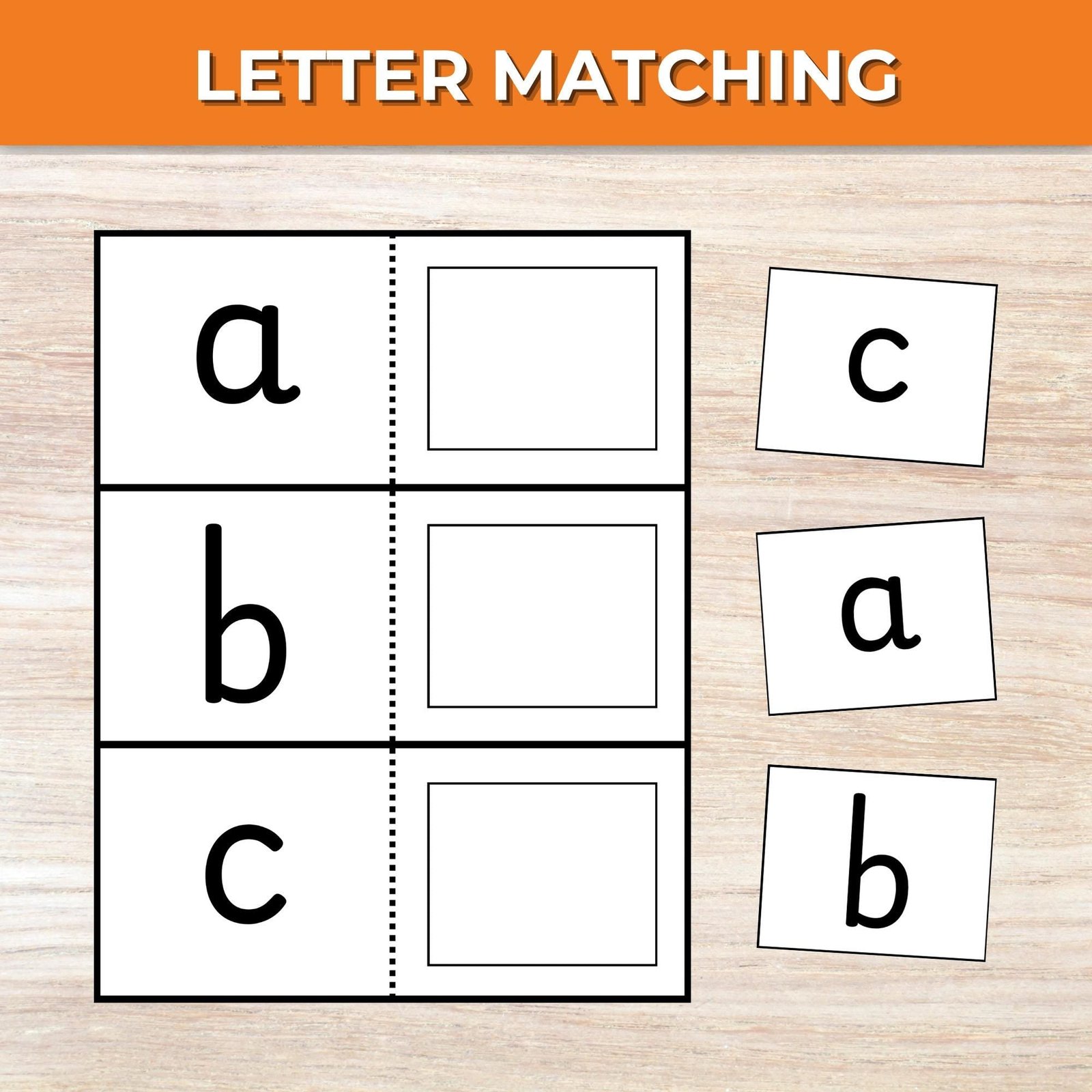 Alphabet Matching Game: Lowercase Letters, Montessori Learning (PDF)