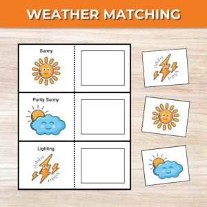Weather Matching Game Printable, Toddler Matching Activity, Preschool Learning, Montessori Material, Homeschool Resource