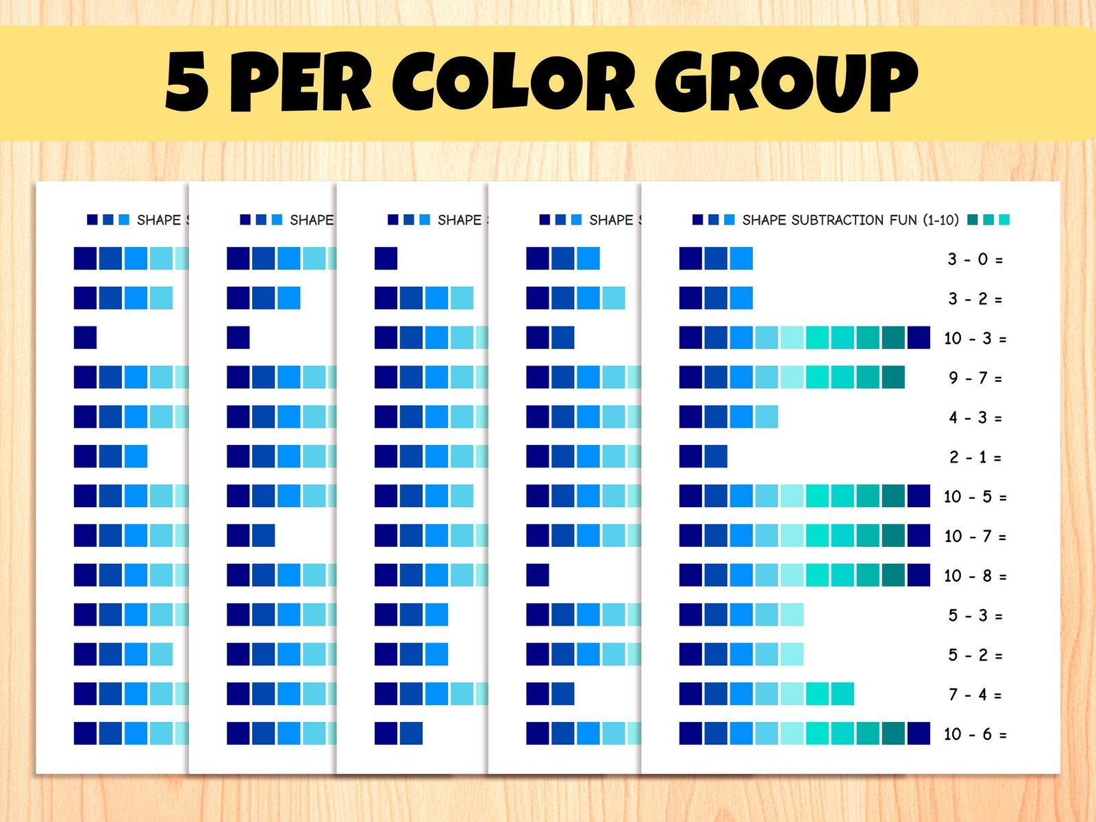 Visual Subtraction Worksheet: Kindergarten Math Shapes Activity (PDF) - Image 4