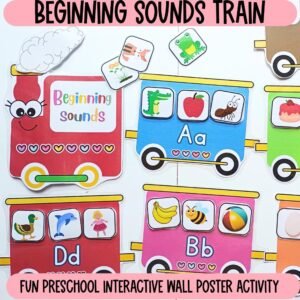 Beginning sounds activity, Preschool curriculum, Interactive wall poster for preschool, homeschool , kindergarten, toddler matching activity