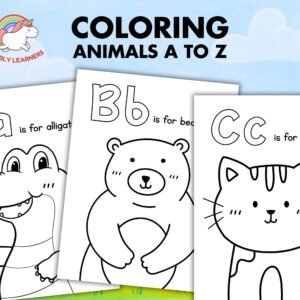Big ABC Coloring Pages, Animal Alphabet Preschool Color of the Week Worksheet, Printable Toddler Learning Letters Activity, First ABC Book