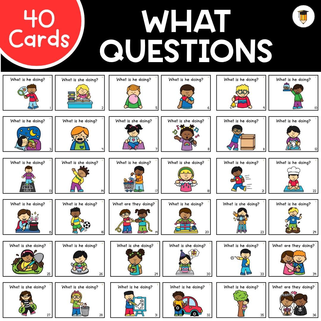 WH Questions | Functions Task Cards | Which One | Speech Therapy | ABA | Category | Autism | Flashcards for Kids | What Questions