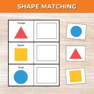 Shape Matching Game Printable, Toddler Matching Activity, Preschool Learning, Montessori Material, Homeschool Resource