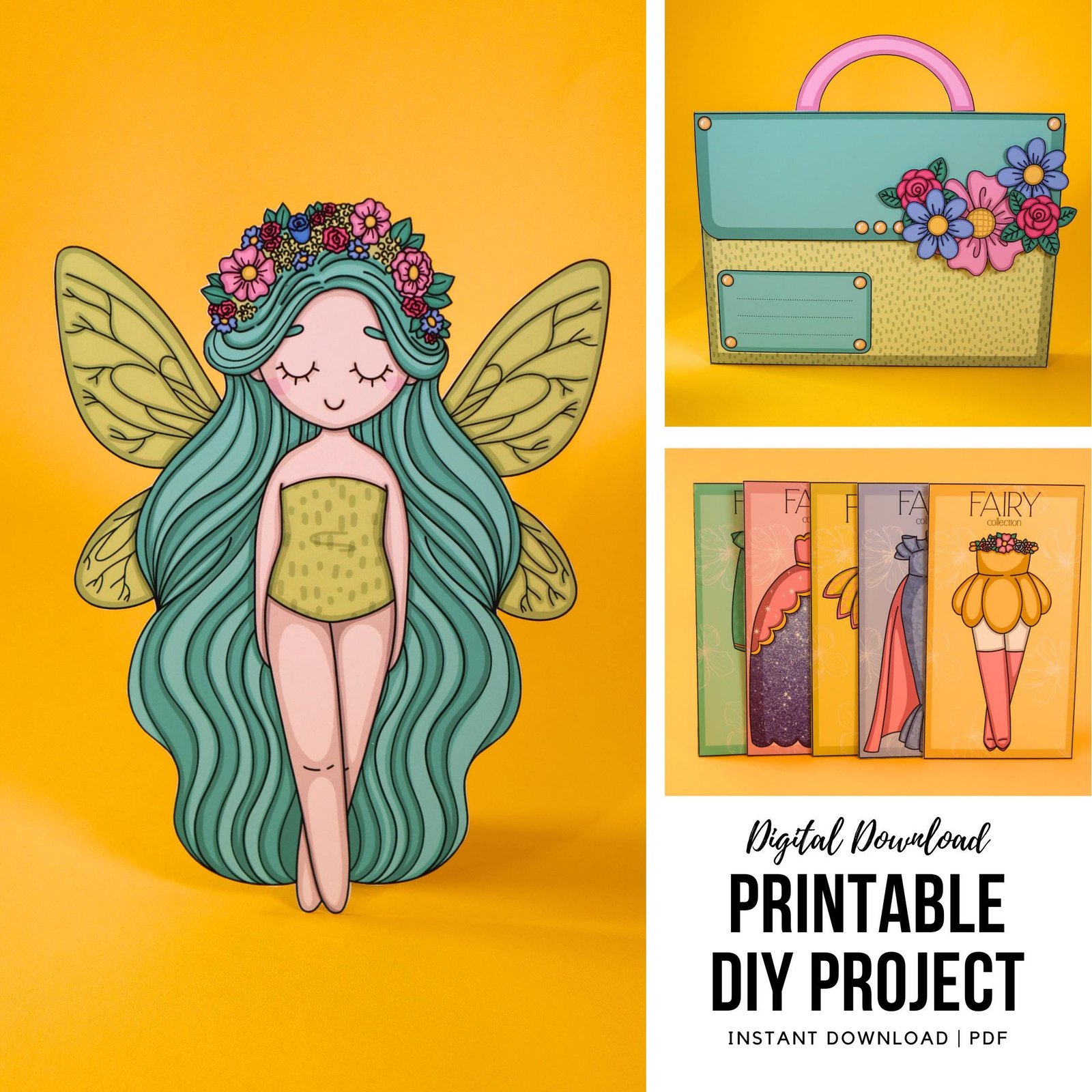 Printable Fairy Bundle with Paper Dolls, Outfits and Accessories, Digital Download, Crafts for Kids, Dress Up, Paper Crafts for Kids