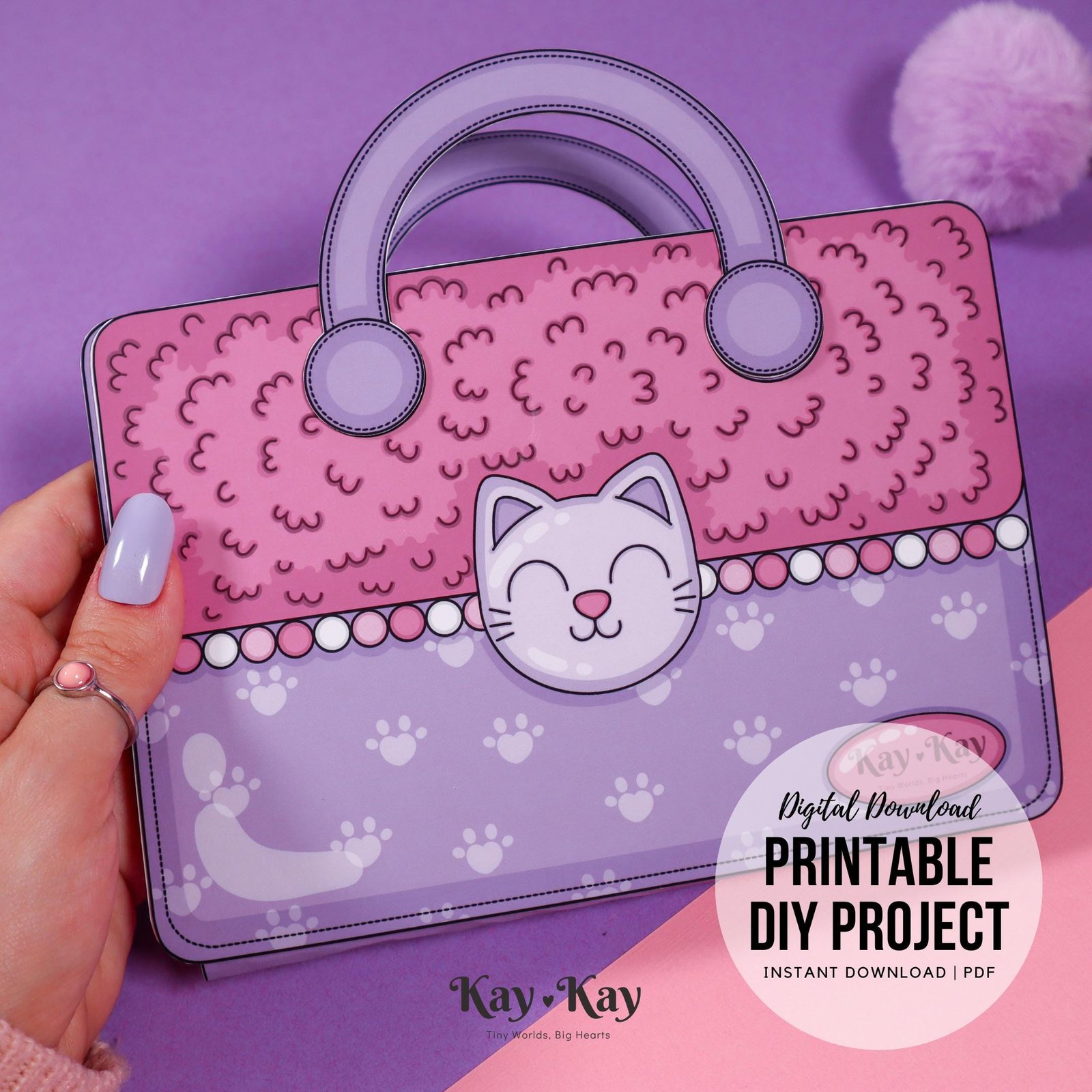 Printable Dollhouse for Paper Dolls Kitty Themed, Digital Download, Crafts for Kids, Dress Up