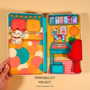 Printable Paper Cozy Kawaii Dollhouse with dolls | Digital Download | Creative Kids Activities | Instant Download | Craft At Home