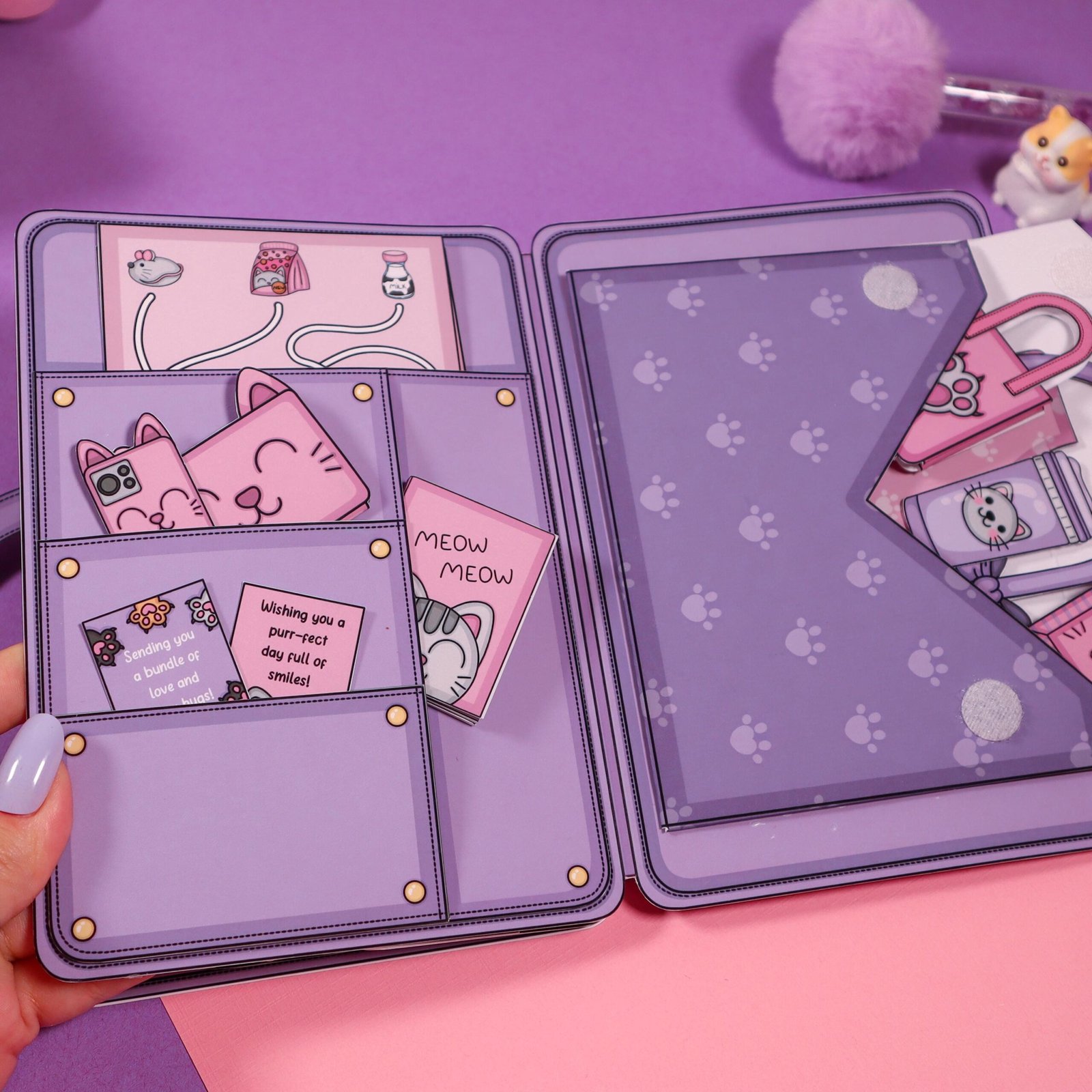 Printable Dollhouse for Paper Dolls Kitty Themed, Digital Download, Crafts for Kids, Dress Up - Image 3