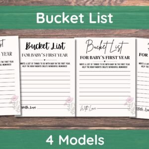 Baby Bucket List Game Minimalist, Baby's First Year Cards, Printable Baby Shower Activity, Bucket List Template, Gender Neutral