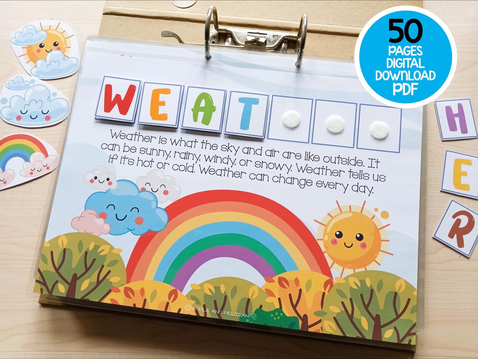 Weather Learning Binder, Printable Toddler Busy Book, Montessori Preschool Activities, Homeschool Resources, Kindergarten Activity Worksheet - Image 2