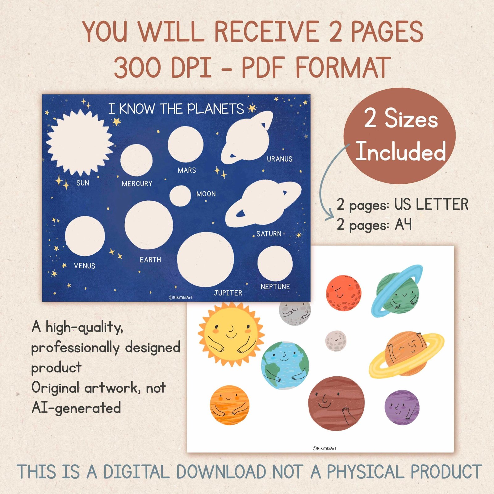 Solar System Worksheet Printable Montessori Solar System Activity Planets Learning Activity Preschool Outer Space Study Homeschool Resources - Image 2