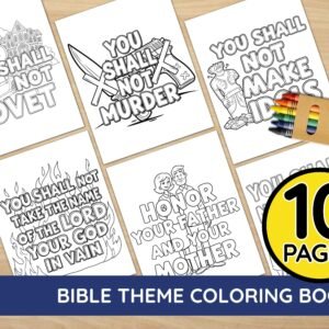 Ten Commandments Coloring Pages For Kids | Exodus Sunday School Bible Lesson Activity Sheets | Instant Download Religious Printable PDF