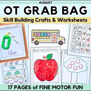 August Back to School Occupational Therapy Preschool Fine Motor Skills: OT Preschool Tracing, Scissor Skill, & Counting Worksheets For Kids