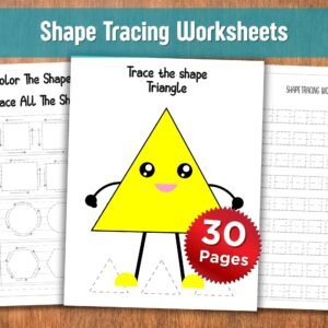 Shape Tracing Worksheets | 30 Printable Pages for Preschoolers | Learn & Trace Shapes Bundle