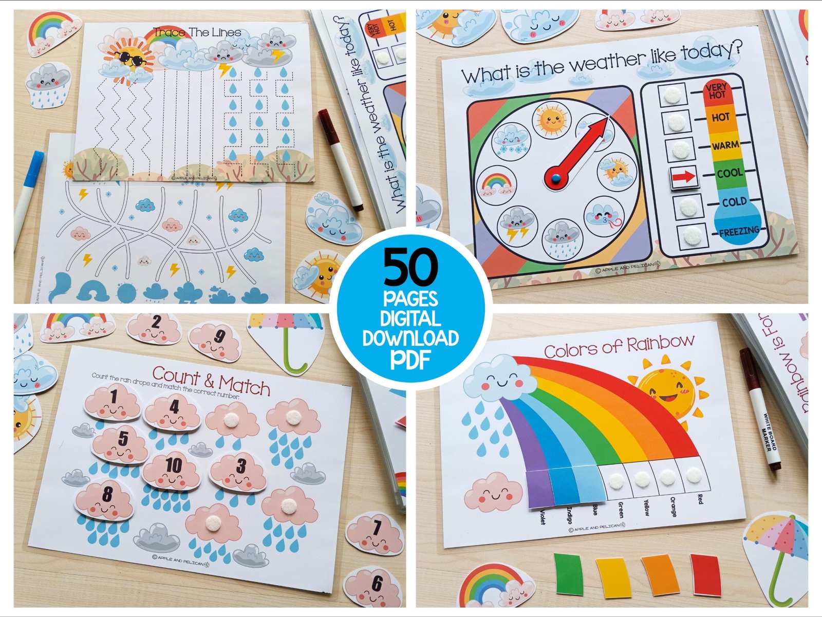 Weather Learning Binder, Printable Toddler Busy Book, Montessori Preschool Activities, Homeschool Resources, Kindergarten Activity Worksheet - Image 5