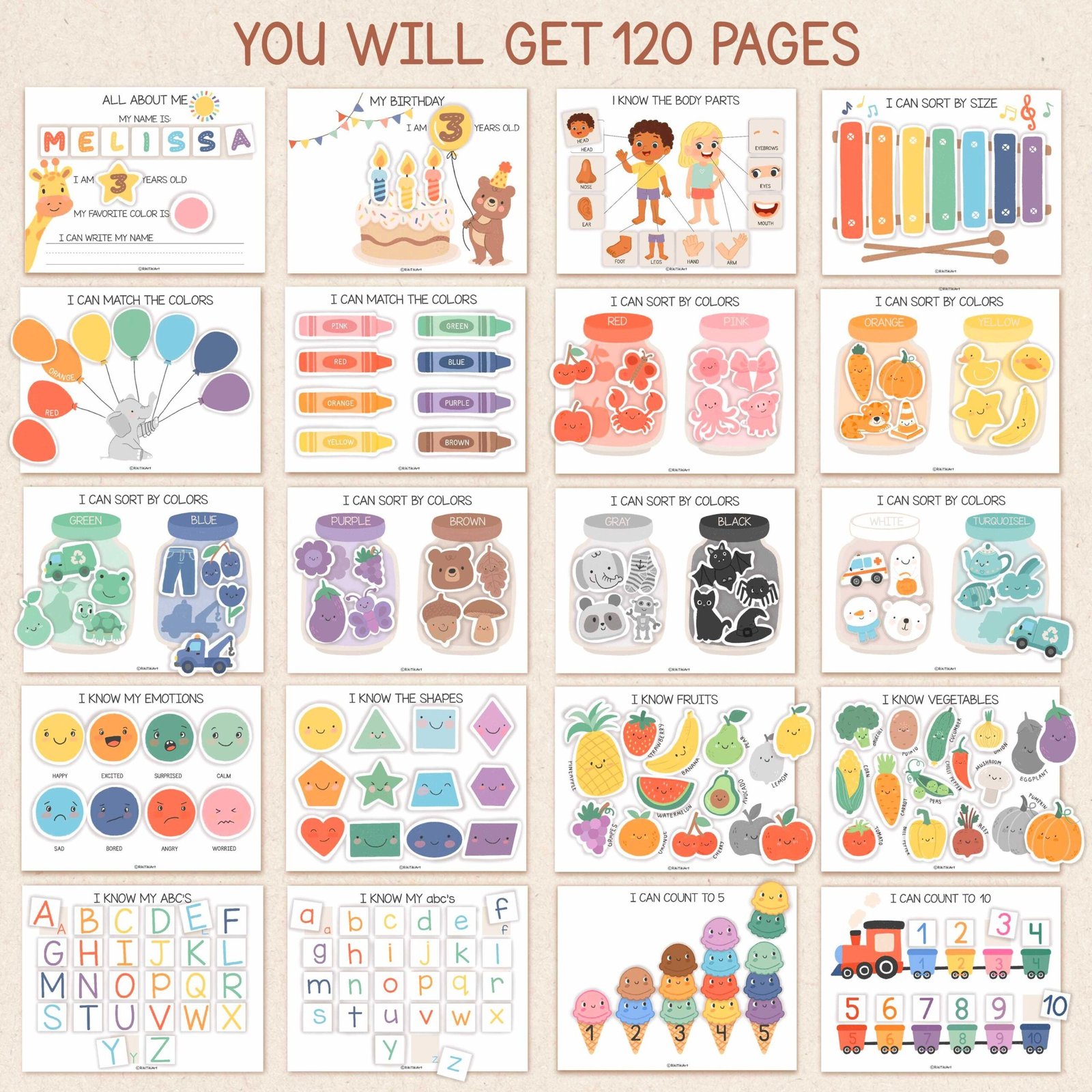 Toddler Busy Book Printable Montessori Learning Binder, Preschool Activities Busy Binder, Kids Quiet Book, Homeschool Resources - Image 2