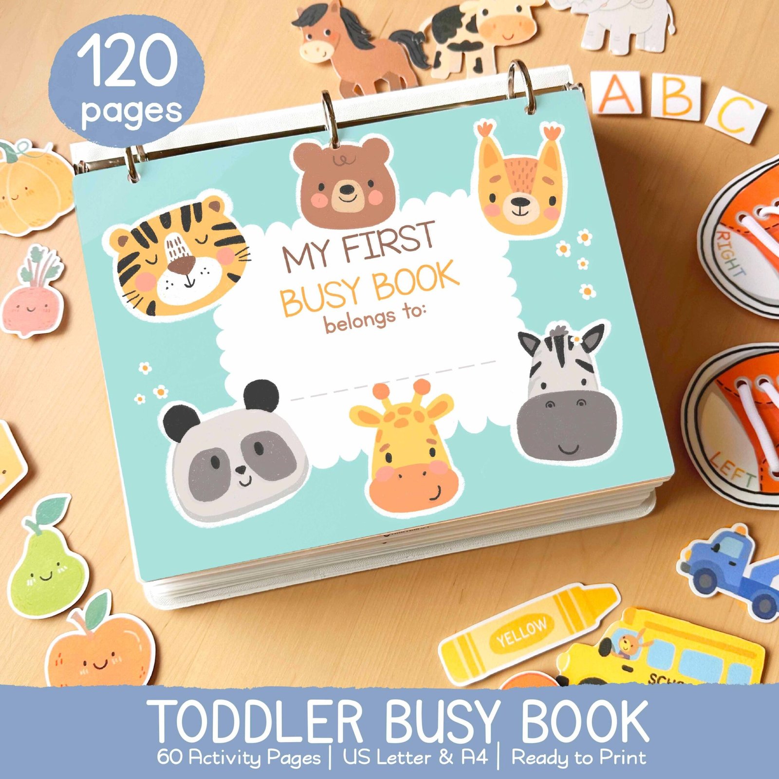 Toddler Busy Book Printable Montessori Learning Binder, Preschool Activities Busy Binder, Kids Quiet Book, Homeschool Resources