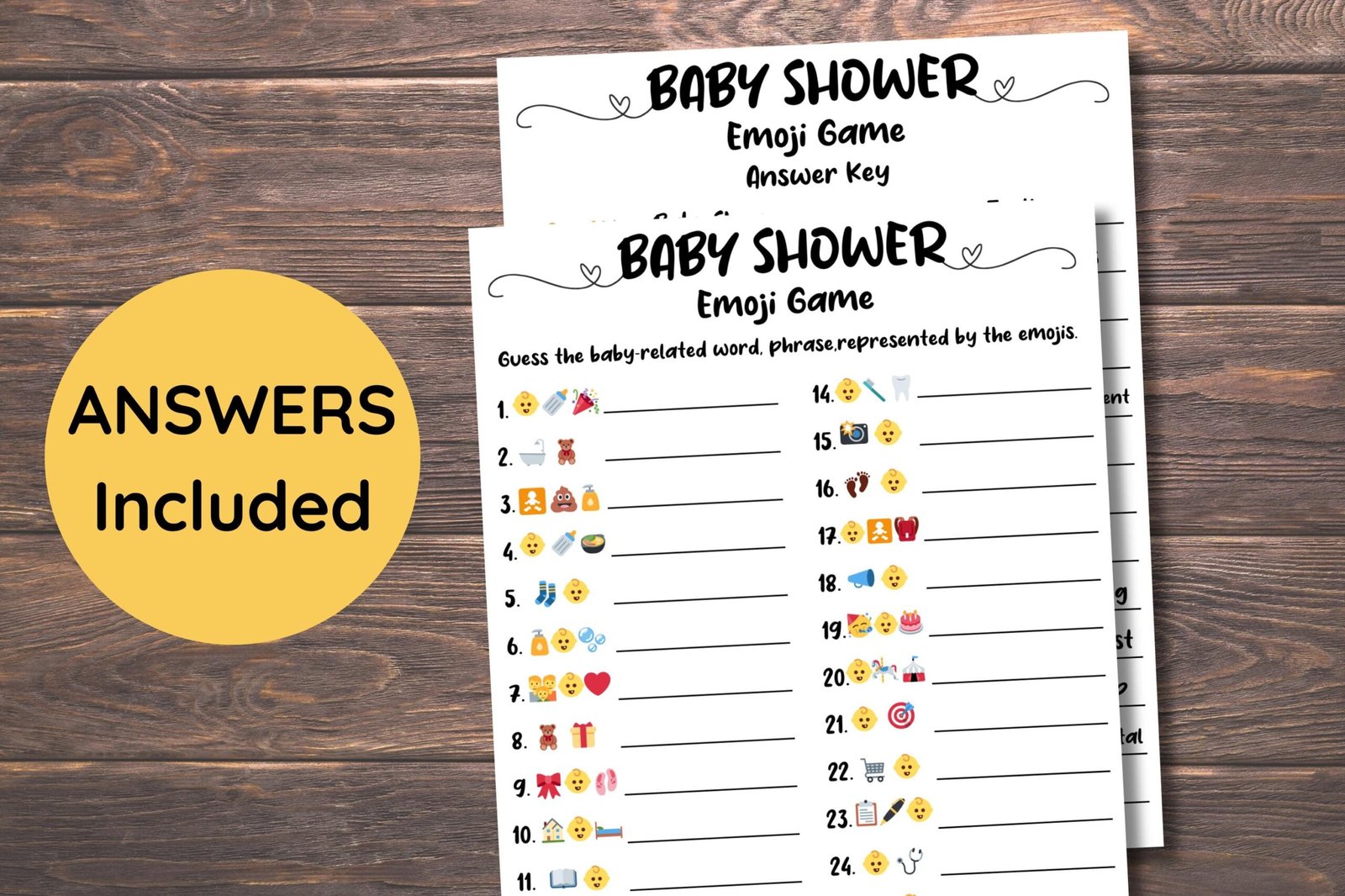 Baby Shower Emoji Game, Baby Shower Emoji Pictionary, Baby Emoji Game, Baby Phrases Emoji Game, Baby Shower Game Printable Emoji Baby Answer - Image 3