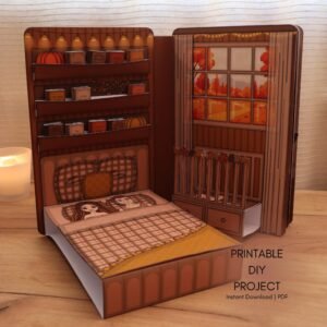 Printable Paper Dollhouse Autumn Family House | Digital Download | Creative Kids Activities | Instant Download | Craft At Home