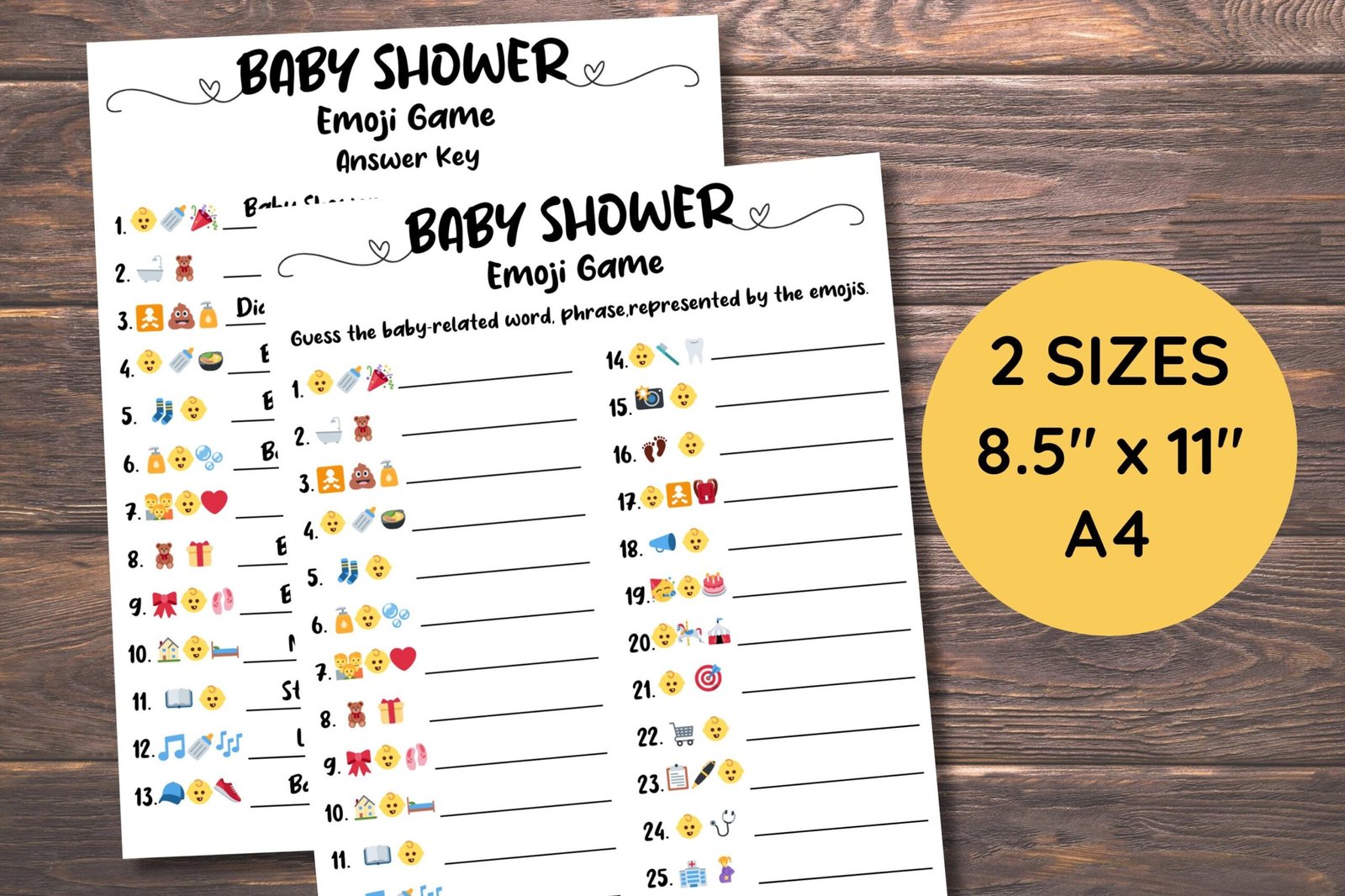 Baby Shower Emoji Game, Baby Shower Emoji Pictionary, Baby Emoji Game, Baby Phrases Emoji Game, Baby Shower Game Printable Emoji Baby Answer - Image 2