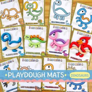 Dinosaur Play Dough Mats, Printable Fine Motor Activity for Kids, Sensory Learning Fun, Preschool Learning Activity