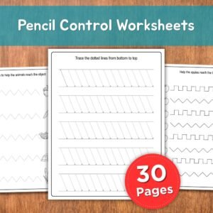 30 Pencil Control Worksheets | Preschool Kindergarten Tracing Lines | Fine Motor Skills Practice | Early Learning Printables