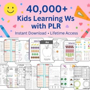 40,000+ Kids Printable Worksheets | Activity Pages | PLR Educational Bundle | Commercial Use Printables,homeschool printables,