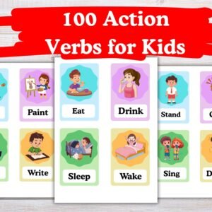 100 Action Verbs for Kids | Printable Flashcards & Worksheets | Preschool - Homeschool Activities-Educational Cards