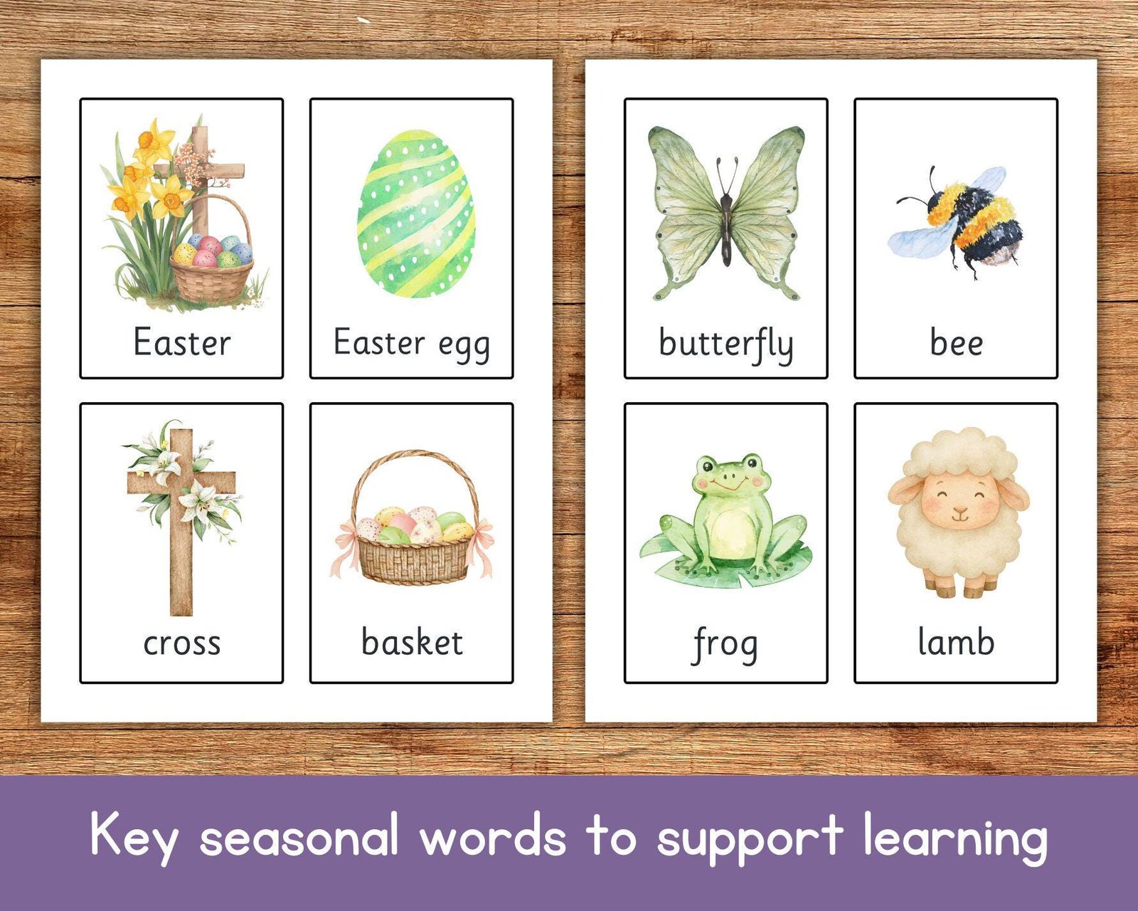Spring Flash Cards, Easter Flashcards, Educational Printable, Toddler Flashcards, Pre-School Flashcards, Spring Keywords Seasons Vocab - Image 4