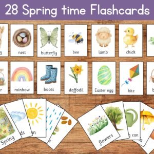Spring Flash Cards, Easter Flashcards, Educational Printable, Toddler Flashcards, Pre-School Flashcards, Spring Keywords Seasons Vocab