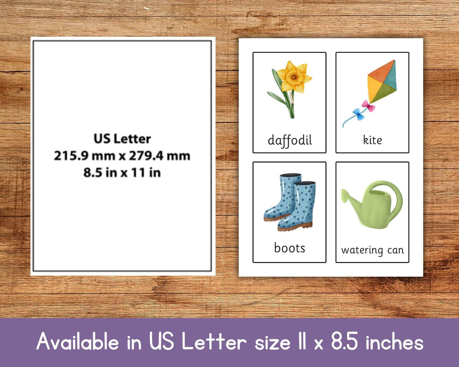 Spring Flash Cards, Easter Flashcards, Educational Printable, Toddler Flashcards, Pre-School Flashcards, Spring Keywords Seasons Vocab - Image 5