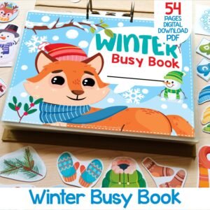 Winter Busy Book Printable, Preschool Learning Binder, Toddler Kids Quiet Book, Montessori Homeschool, Winter Interactive Activity