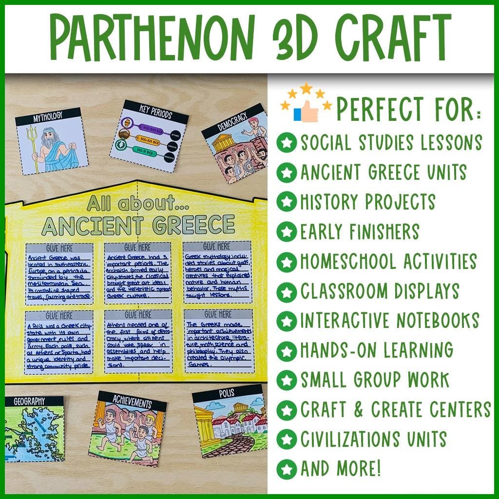 Ancient Greece Project Craft Activity | Parthenon 3D Craftivity | Ancient Civilizations Class Project | Social Studies Class Project - Image 2