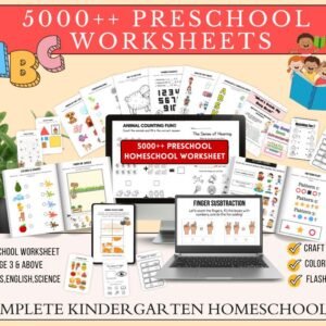 5000+ Preschool worksheet bundle,homeschool printables,Preschool Mega Learning Printables, Worksheets Early Learning Homeschool Classroom