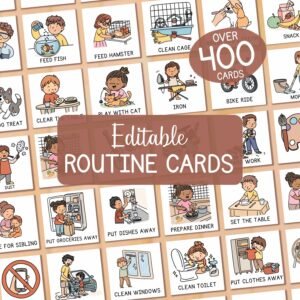 Toddler Routine Chart Visual Schedule, Editable Daily Routine Cards for Kids, Daily Rhythm Checklist To Do List