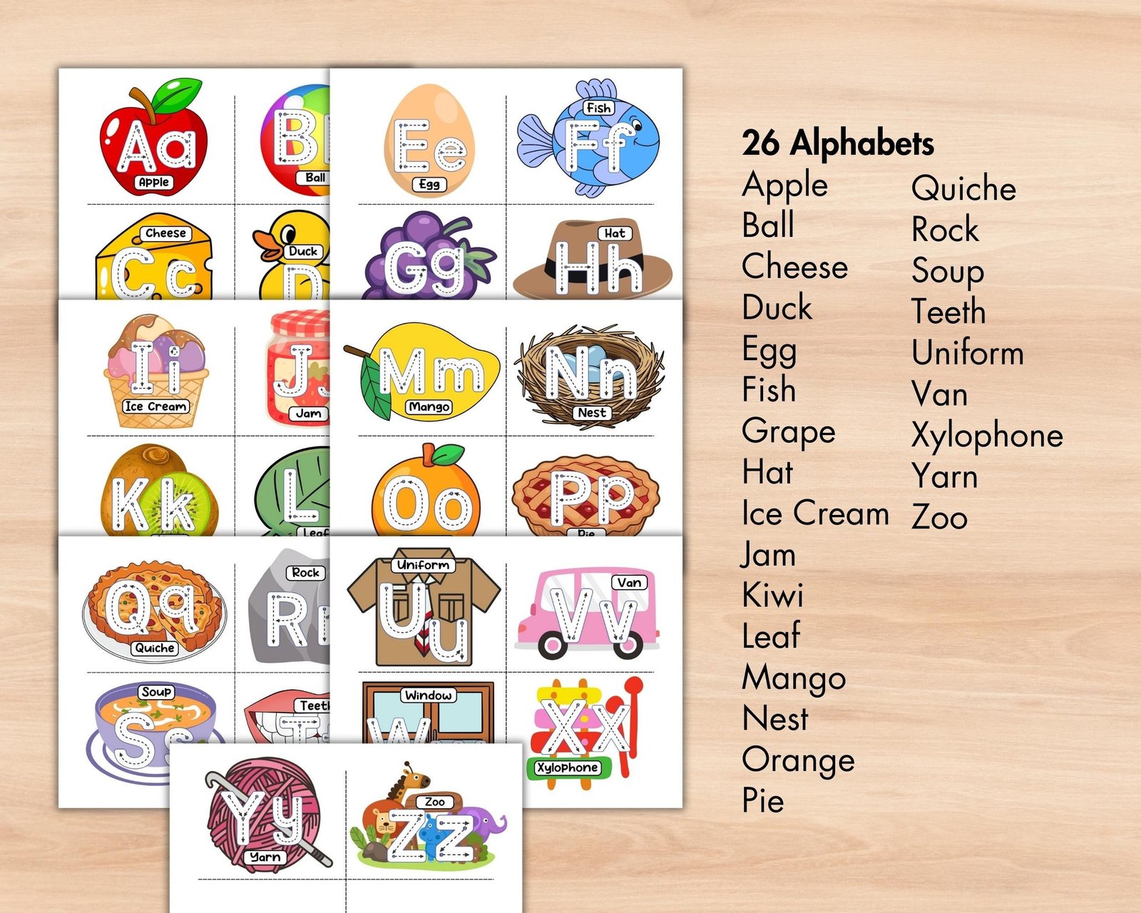 26 Letter Tracing Cards, Preschool Tracing Cards Activity, ABC Flashcards, Printable Homeschool Worksheet, Back To School Montessori Toy - Image 4