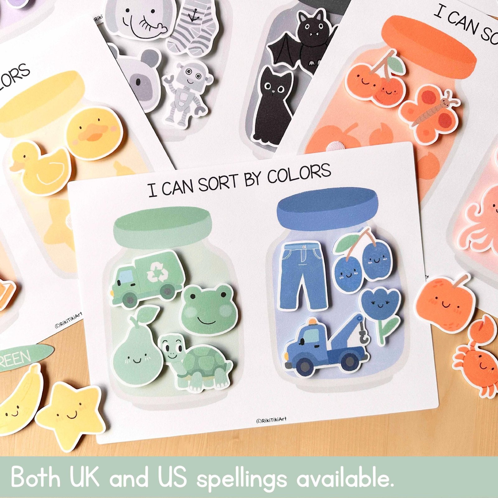 Color Matching Activity with Jars - Printable Preschool Learning Game for Toddlers, Sorting Activities, Preschool Worksheets - Image 3