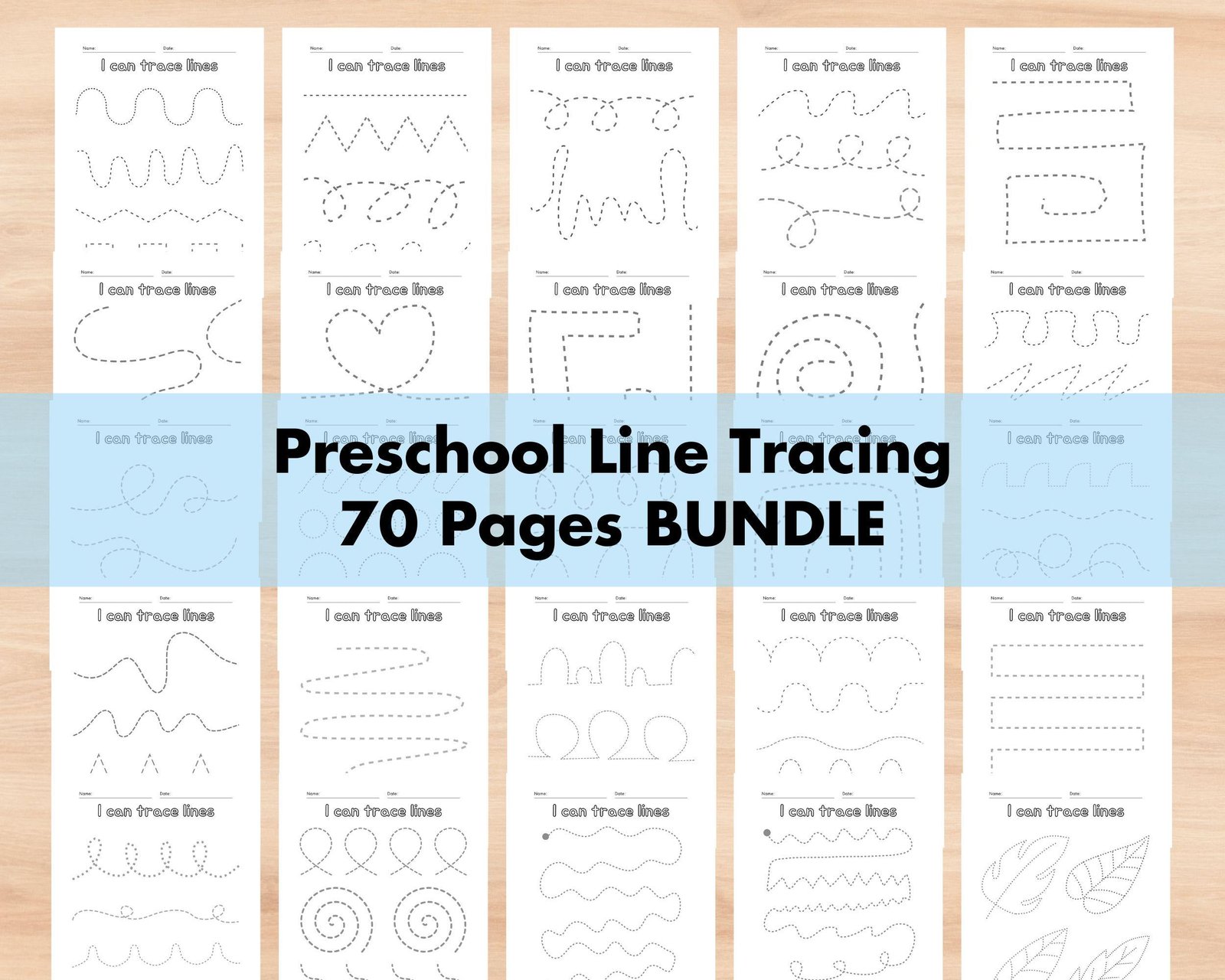 70 Preschool Line Tracing Worksheets Bundle, Line Trace Page Printable, Homeschool busybook,Kindergarten Curriculum Learning,Pre Handwriting - Image 2