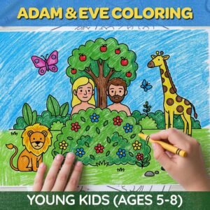 Adam and Eve Sunday School Kids Coloring Pages | Elementary Garden of Eden & Original Sin Bible Lesson Activity | Printable PDF Download