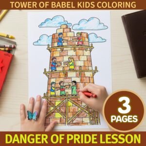 Tower of Babel | Danger of Pride Elementary Sunday School Bible Lesson Activity | Genesis 11 Old Testament Printable Coloring Pages