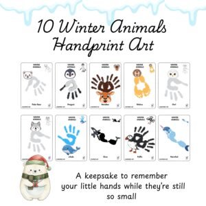 Winter Animals Handprint Art Printable | Kids Winter Craft Activity | Digital Download