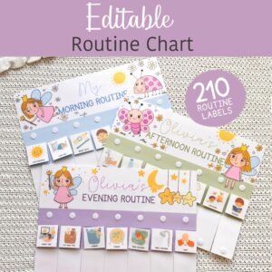 Editable Routine Flip Chart for Girls Fairy Daily Chore Chart, Morning Afternoon & Evening Daily Routine, Visual Schedule To Do List